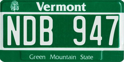 VT license plate NDB947