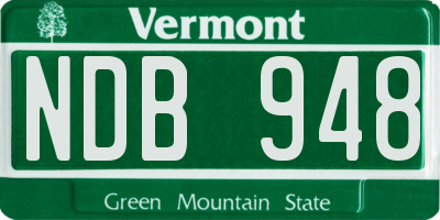 VT license plate NDB948