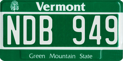VT license plate NDB949