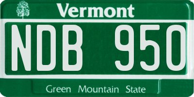 VT license plate NDB950