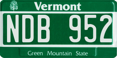 VT license plate NDB952