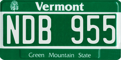 VT license plate NDB955