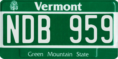 VT license plate NDB959