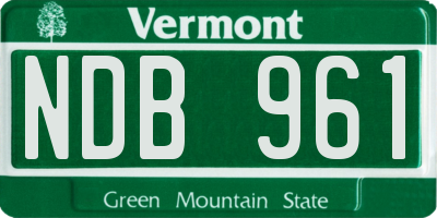 VT license plate NDB961