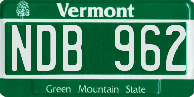 VT license plate NDB962