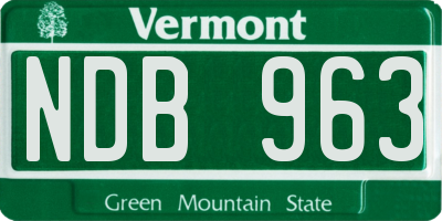 VT license plate NDB963