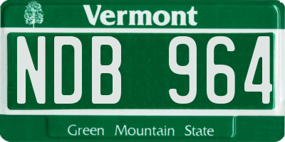 VT license plate NDB964