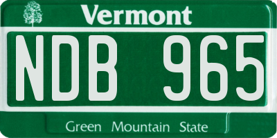 VT license plate NDB965