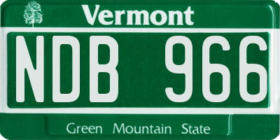 VT license plate NDB966