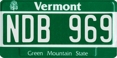 VT license plate NDB969