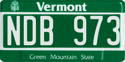 VT license plate NDB973