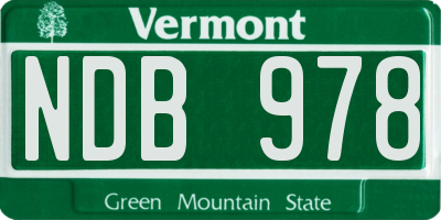 VT license plate NDB978