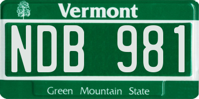 VT license plate NDB981