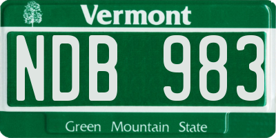 VT license plate NDB983