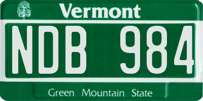 VT license plate NDB984