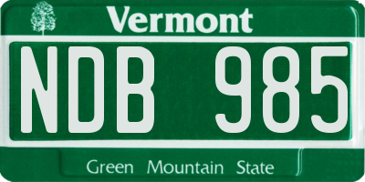 VT license plate NDB985