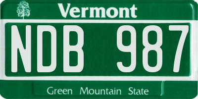 VT license plate NDB987