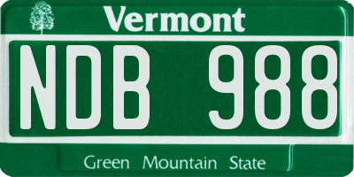 VT license plate NDB988