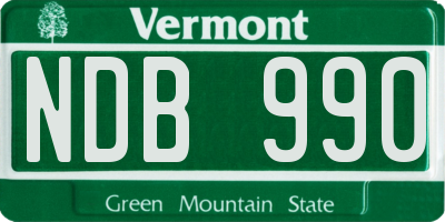 VT license plate NDB990