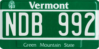 VT license plate NDB992