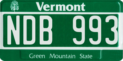 VT license plate NDB993