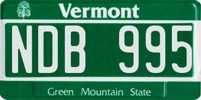 VT license plate NDB995
