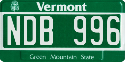 VT license plate NDB996