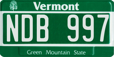 VT license plate NDB997