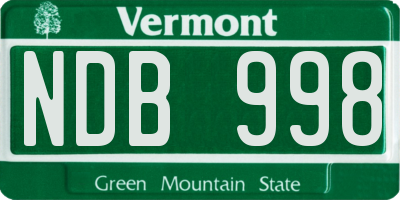 VT license plate NDB998