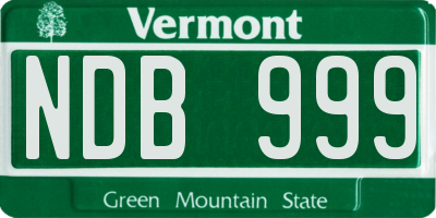 VT license plate NDB999