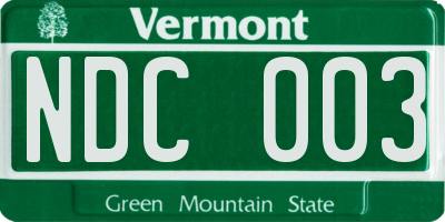 VT license plate NDC003