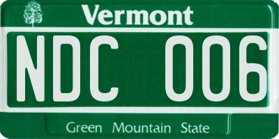 VT license plate NDC006