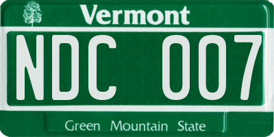 VT license plate NDC007