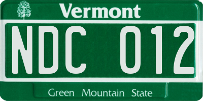 VT license plate NDC012