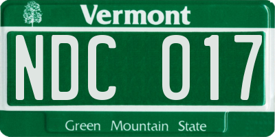 VT license plate NDC017