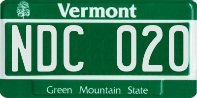 VT license plate NDC020