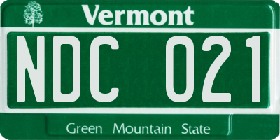 VT license plate NDC021