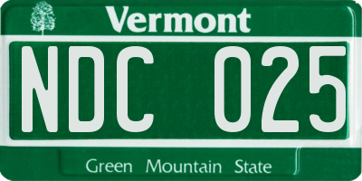 VT license plate NDC025