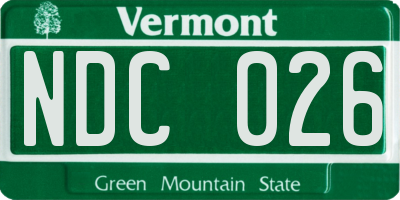 VT license plate NDC026