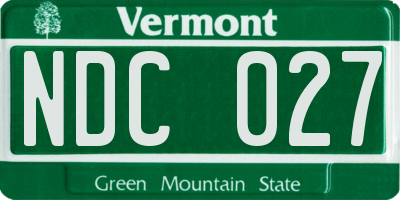 VT license plate NDC027