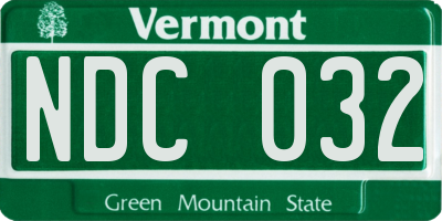 VT license plate NDC032