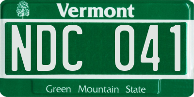 VT license plate NDC041