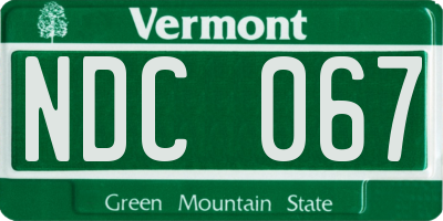 VT license plate NDC067