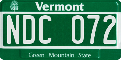 VT license plate NDC072