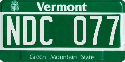 VT license plate NDC077
