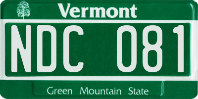VT license plate NDC081