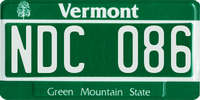 VT license plate NDC086