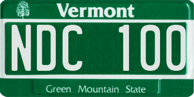 VT license plate NDC100