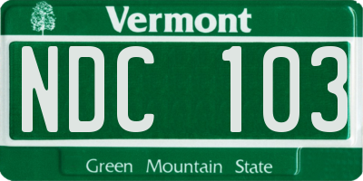 VT license plate NDC103