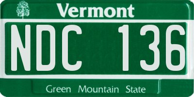 VT license plate NDC136